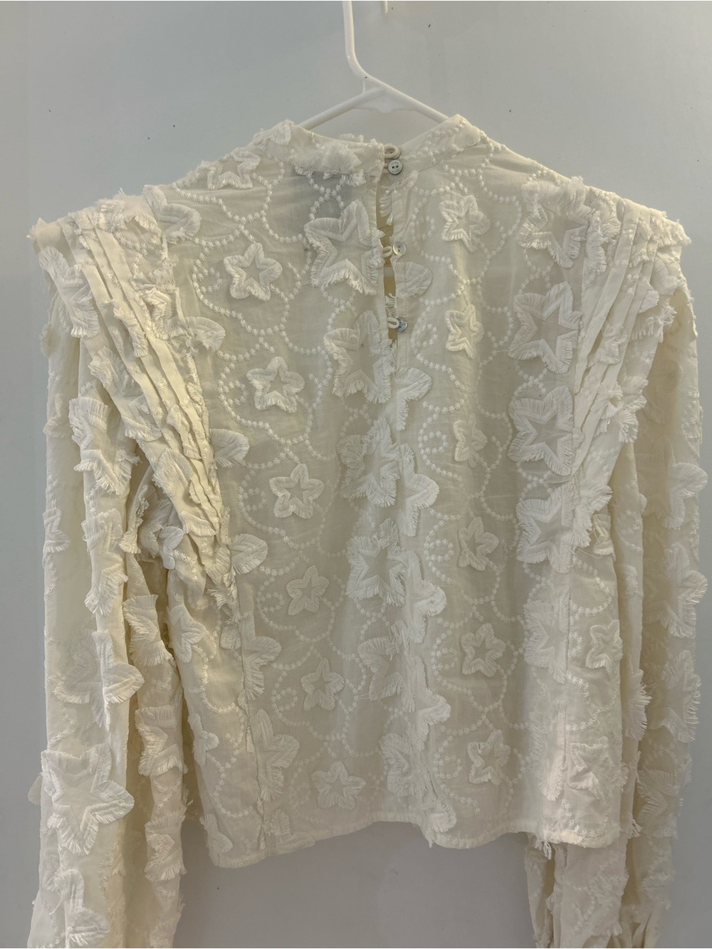 FARM Rio Ivory Blouse w Puff Shoulders shirt S - Picture 6 of 9